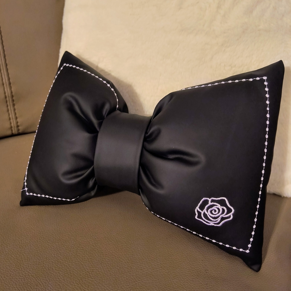 Black Bow Tie with White Stitching